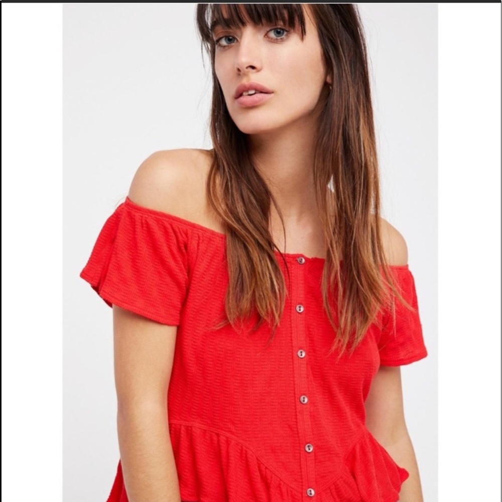 Free People Red off the shoulder top medium